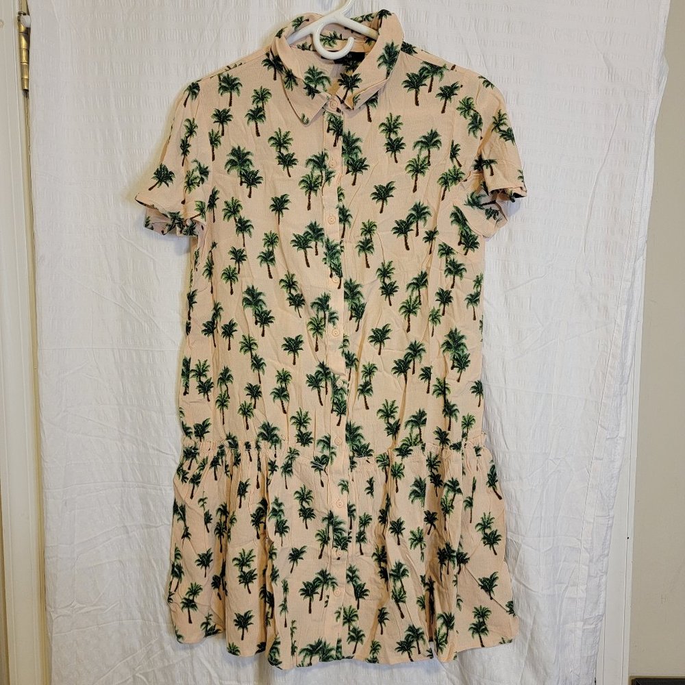 Brand New Forever 21 Women's Palm Tree Shirt Dress NEW WITH TAGS